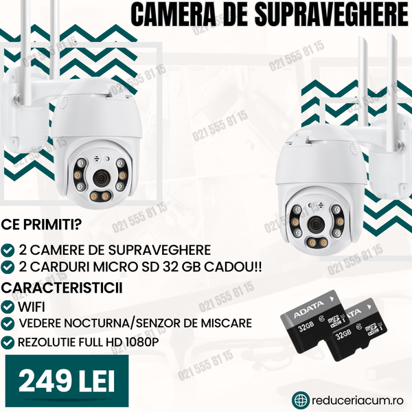 SET X2 Camera Supraveghere FULL HD 1080P, vedere nocturna, WIFI