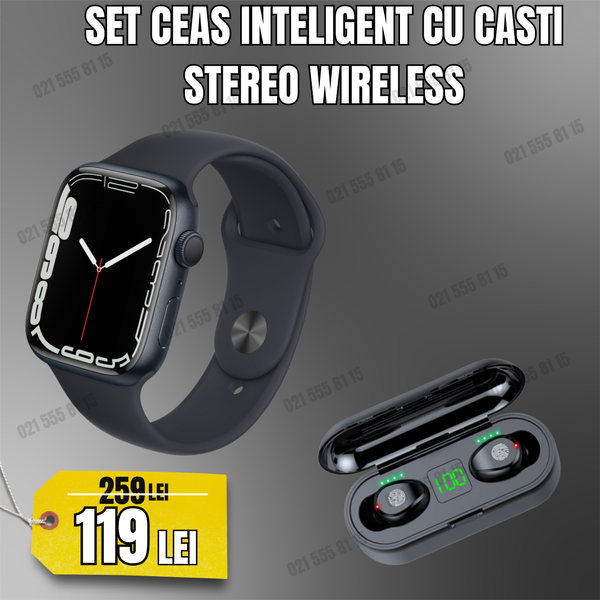 Set Ceas Inteligent si Casti Stereo Wireless