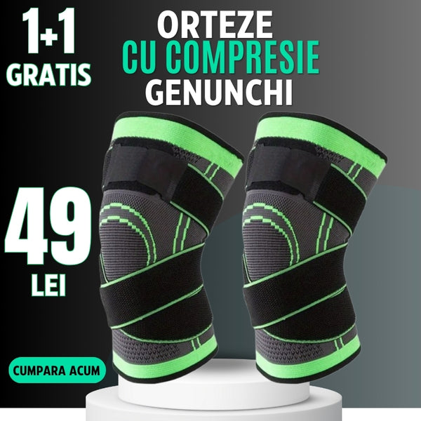 1+1 GRATUIT Genunchiera de sustinere cu compresie, pentru barbati si femei