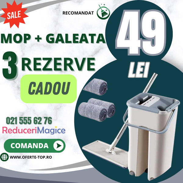 Mop cu galeata și 2 rezerve incluse SUPER OFERTA