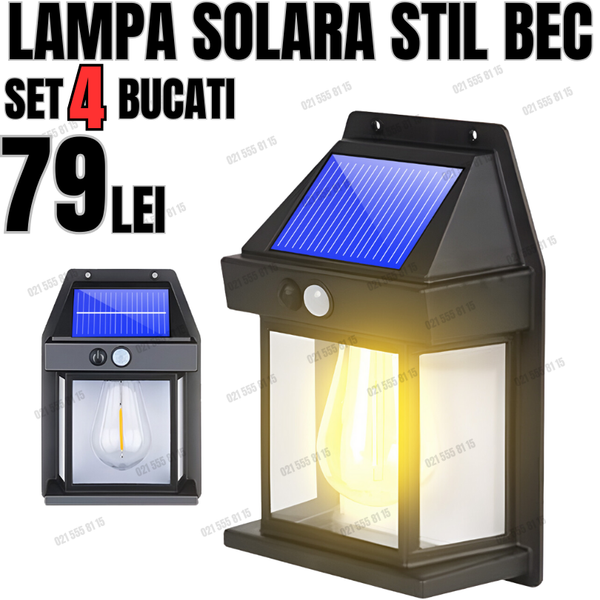 Lampa solara tip bec Set 4 Bucati