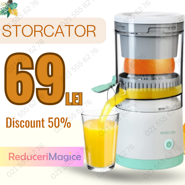 Storcator Electric De Citrice , Portabil, Cu Alimentare USB, Turcoaz, Usor De Folosit, 45W