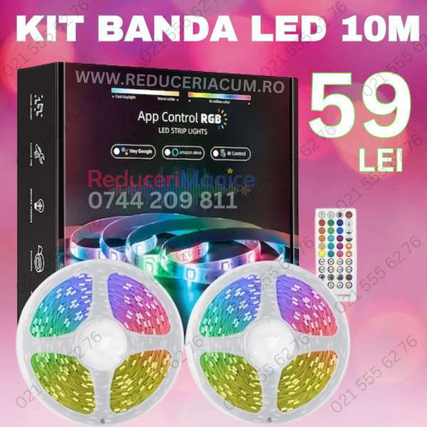 Banda 300 Led RGB de 5M X 2 BUCATI, cu telecomanda