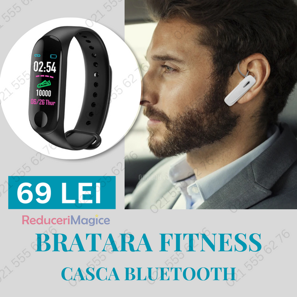 Pachet! Bratara fitness- model 3 + Casca bluetooth