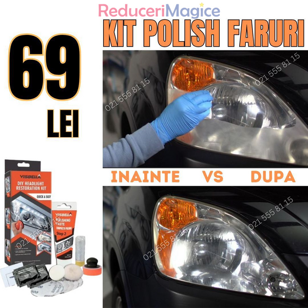 Kit polish auto profesional pentru faruri cu multiple accesorii