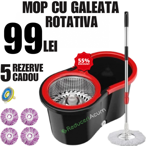 MOP ROTATIV CU PERIE CADOU SI 5 REZERVE CADOU!