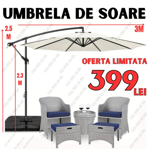 Umbrela de soare suspendata 3M X 2.5M X 2.3M