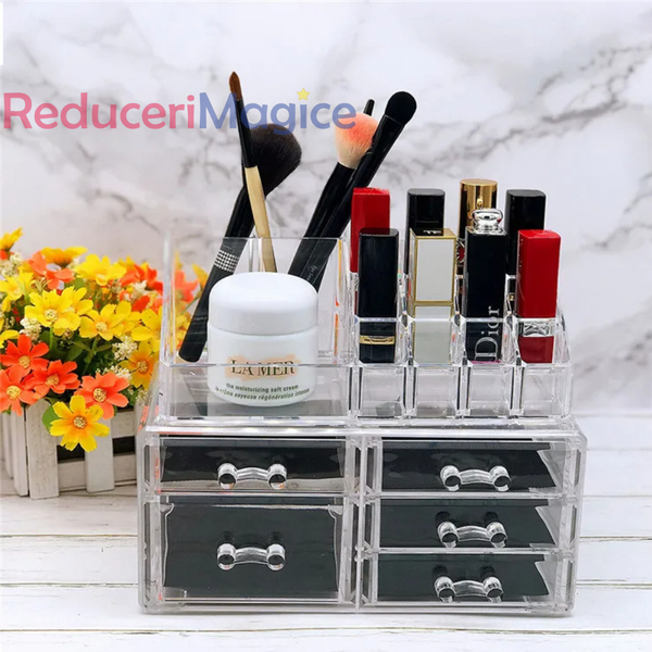 Organizator cosmetice cu oglinda