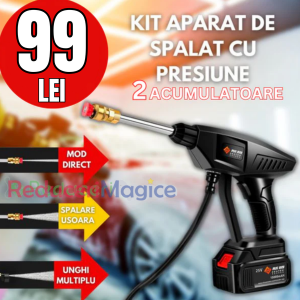 KIT Aparat de spalat cu presiune de 48V,2 acumulatori si cu rezervor pentru detergent!