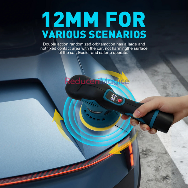 Fierăstrău de polisat și lustruit auto fără fir de 36V, mașină de polisat cu acțiune dublă, cu pad-uri pentru ceruire și 2 baterii de 3.0Ah, mașină de lustruit cu bază de 125mm.