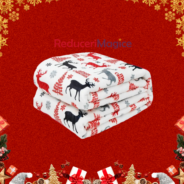 Patura Soft Touch (Modele de Craciun) (ALB)