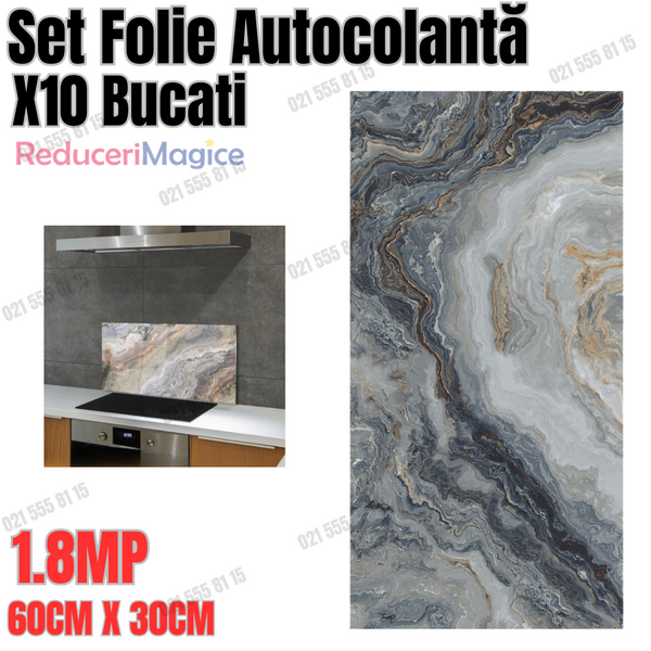 Set 10 Folii Autocolante cu Model Vin Maro, Dimensiune 60x30 cm