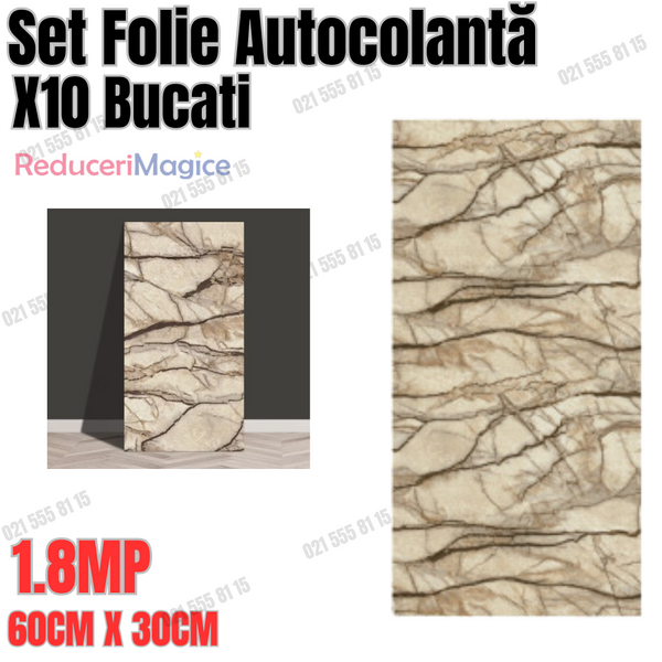 Set 10 Folii Autocolante Marmură  – Dimensiune 60x30 cm