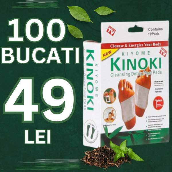 Set 100 Plasturi Kinoki Homeopati DETOX Cu Turmalina, Vit C, E, Uleiuri Esentiale, Pachet Complet Intreaga Familie