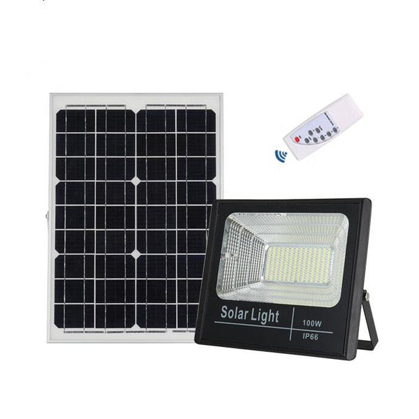 Proiector led 100W Rezistent La Apa cu panou solar cu Telecomanda